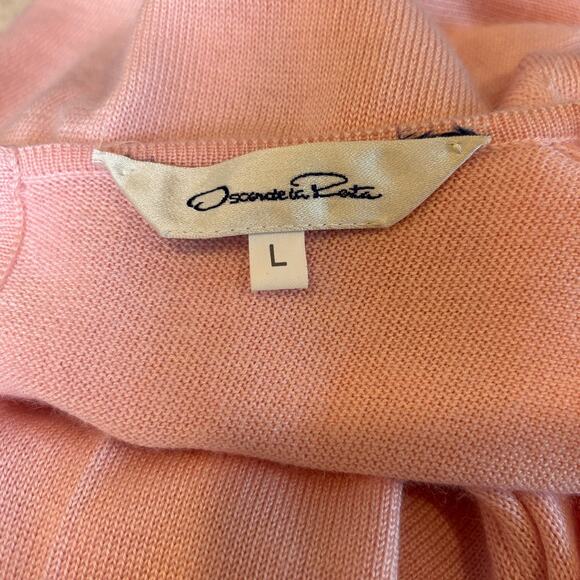 Oscar de la Renta Womens Pink Wool Cashmere Silk Blend Short Sleeve Top L NWOT - Picture 6 of 6